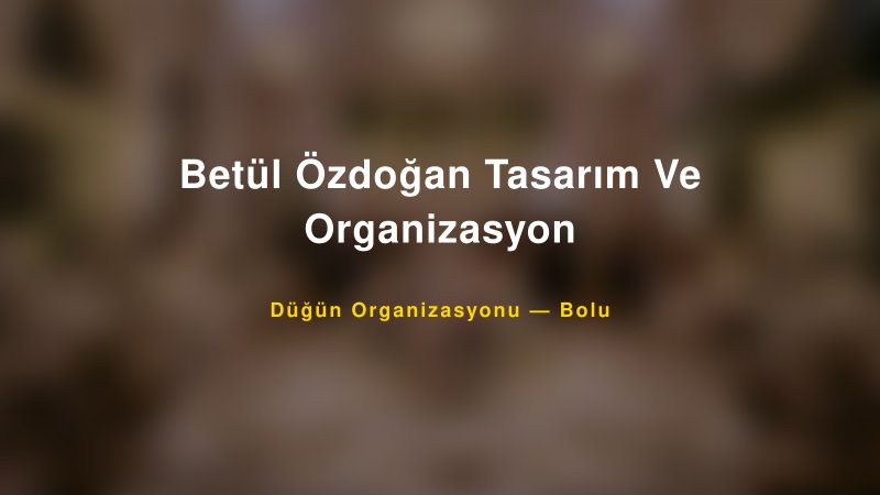 Betül Özdoğan Tasarım Ve Organizasyon — Bolu Kır Düğünü Mekanı Rehberi
