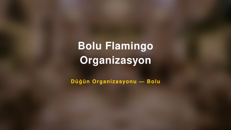 Bolu Flamingo Organizasyon — Bolu Kır Düğünü Mekanı Rehberi