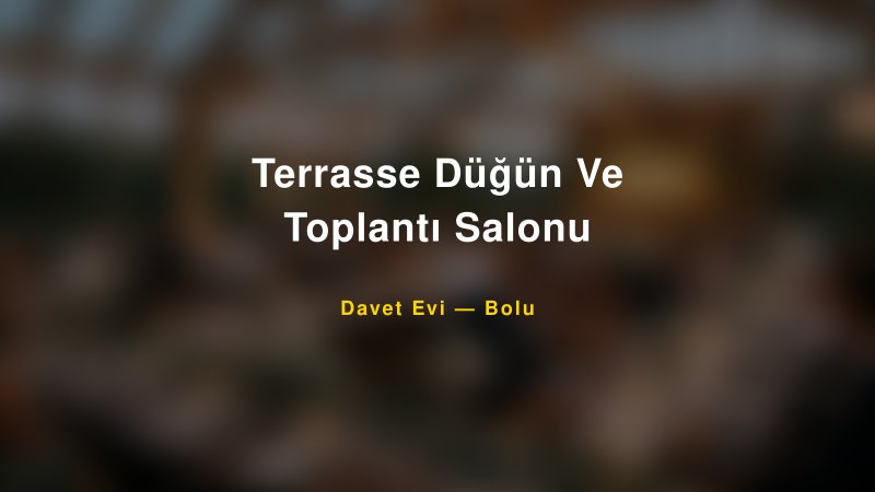 Terrasse Düğün Ve Toplantı Salonu — Bolu Kır Düğünü Mekanı Rehberi